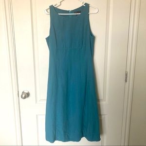 New York & Company Teal/Blue Linen A Line Knee Length Women's Dress Size 10